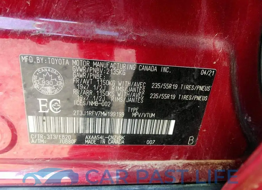 2T3J1RFV7MW199199# 9