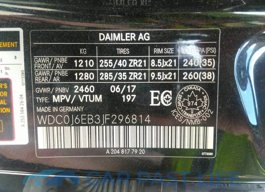 WDC0J6EB3JF296814# 9
