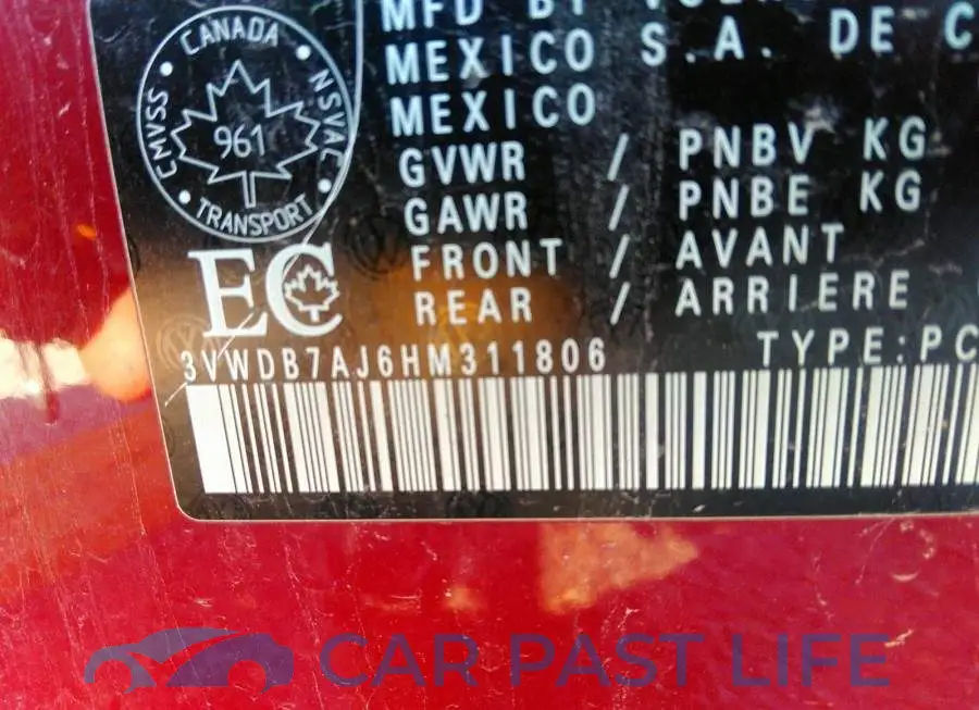 3VWDB7AJ6HM311806# 9