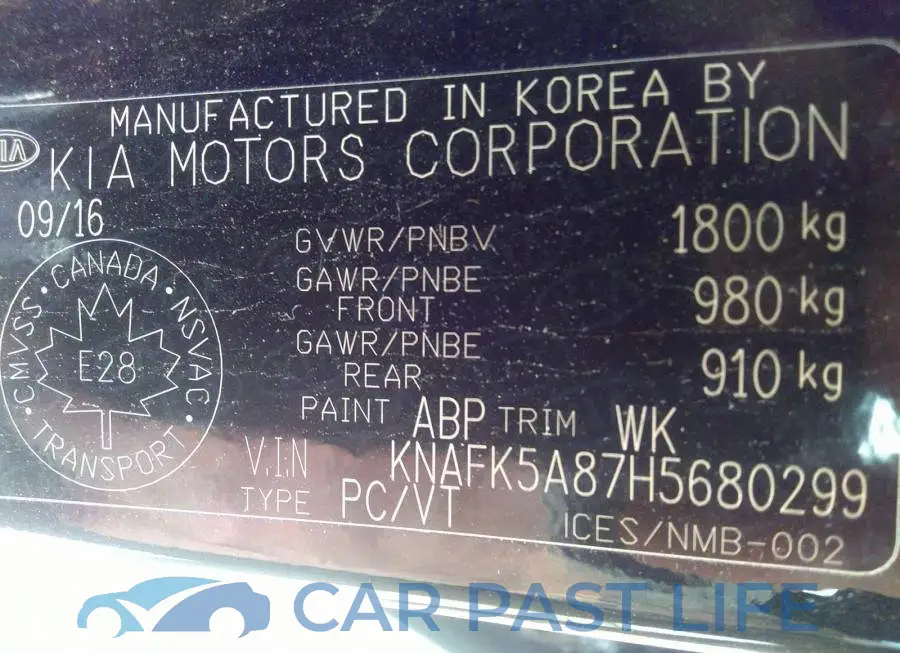 KNAFK5A87H5680299# 9