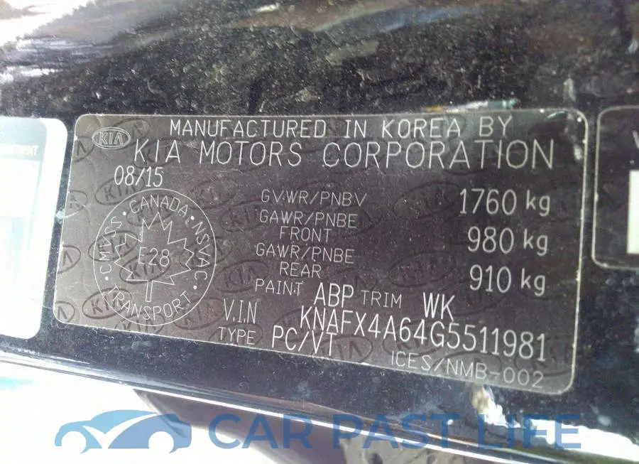 KNAFX4A64G5511981# 9