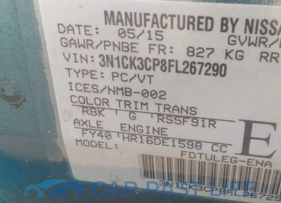 3N1CK3CP8FL267290# 9