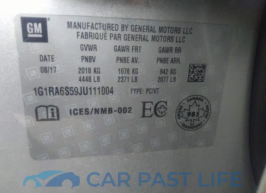 1G1RA6S59JU111004# 9