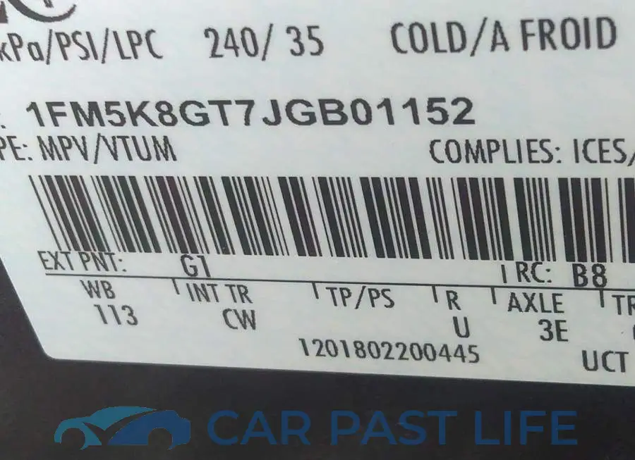 1FM5K8GT7JGB01152# 9