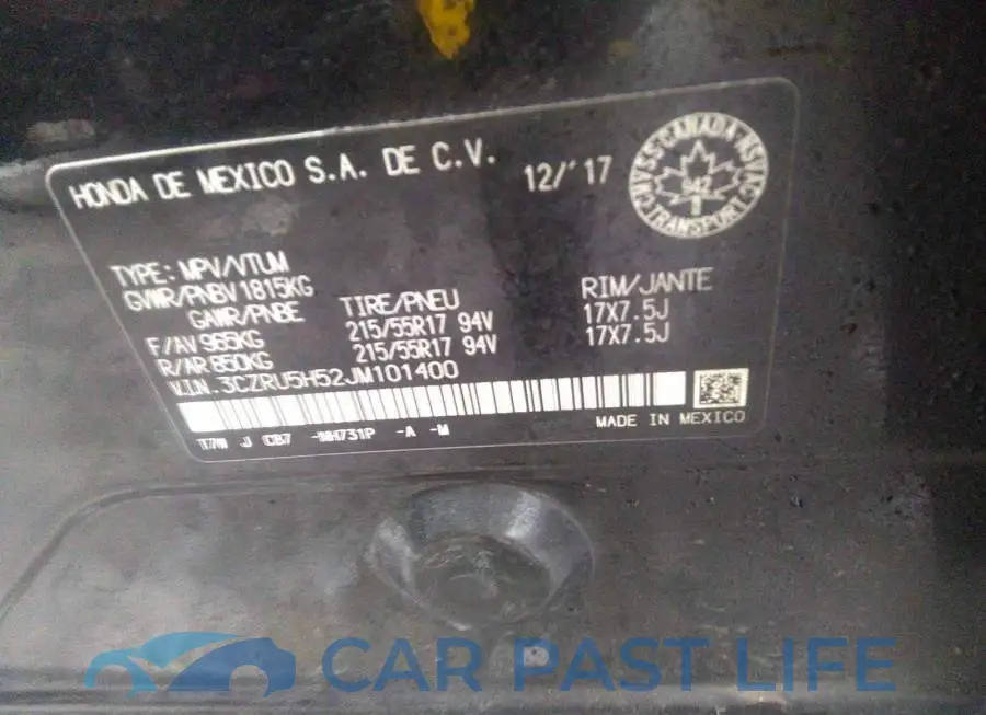 3CZRU5H52JM101400# 9
