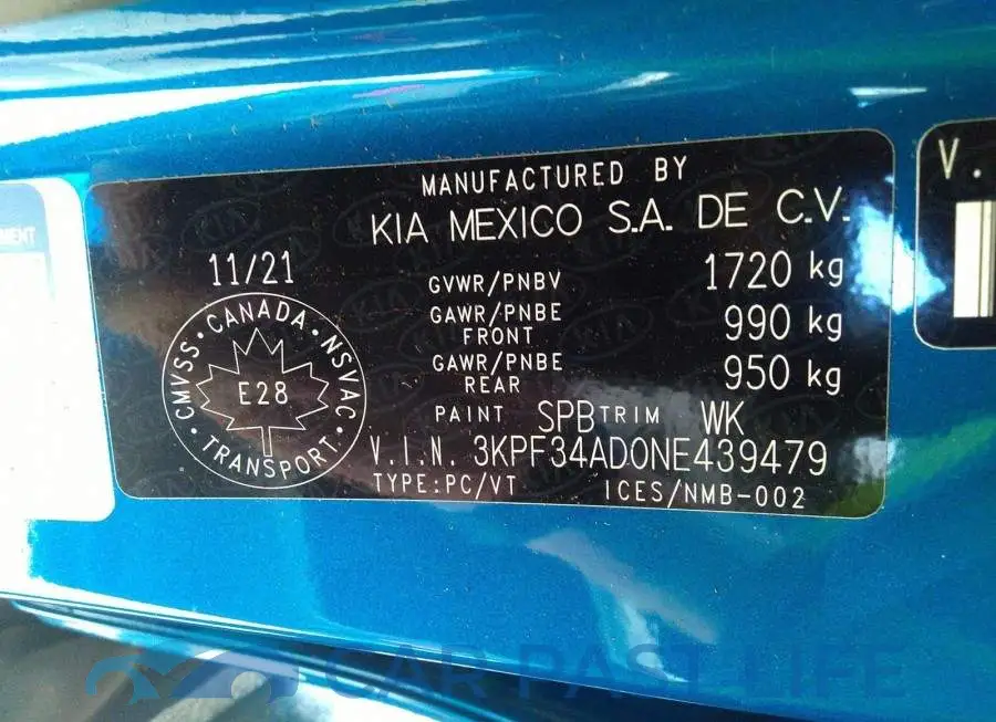 3KPF34AD0NE439479# 9