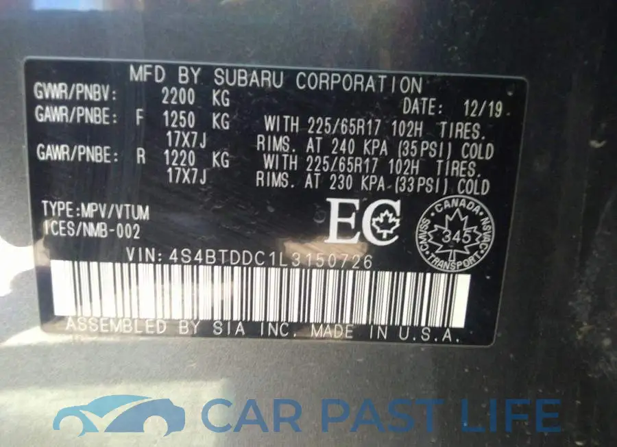 4S4BTDDC1L3150726# 9