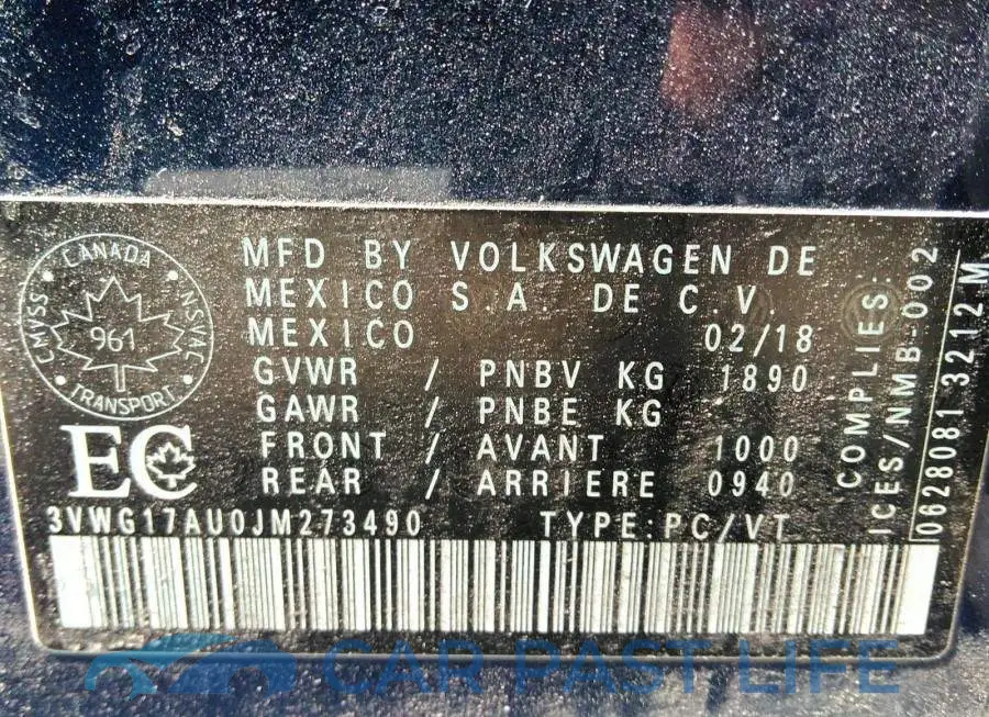 3VWG17AU0JM273490# 9
