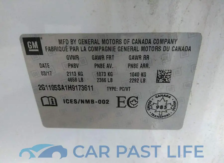2G1105SA1H9173611# 9