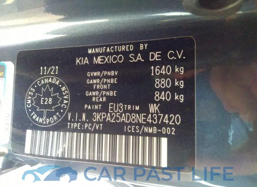 3KPA25AD8NE437420# 20