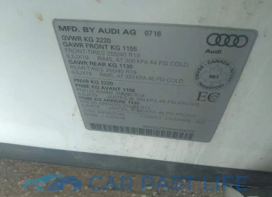 WA1GCCFS0HR004728# 9