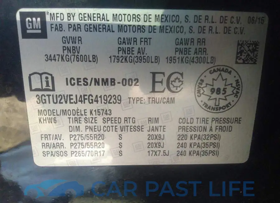 3GTU2VEJ4FG419239# 9