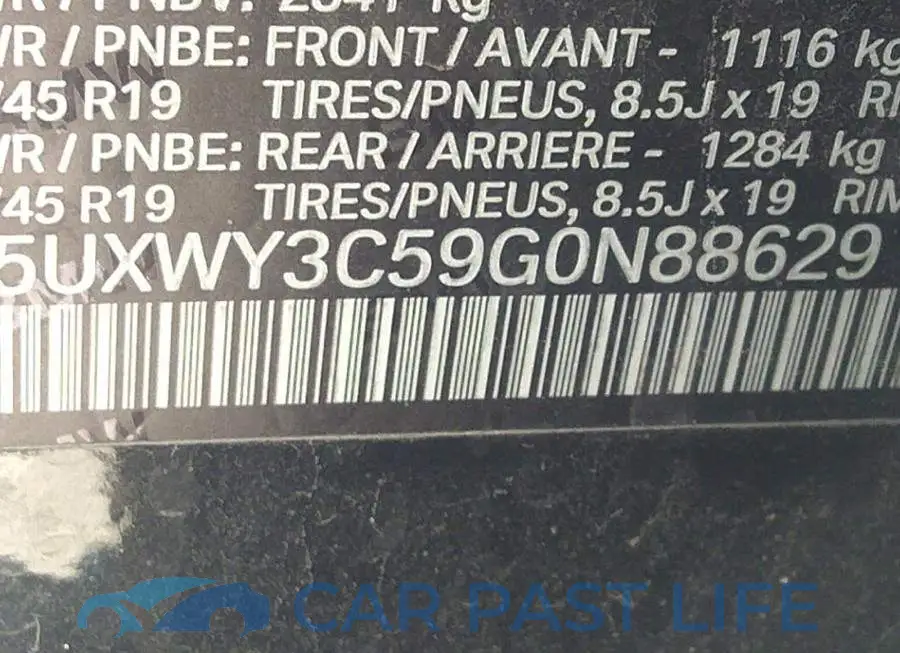 5UXWY3C59G0N88629# 9