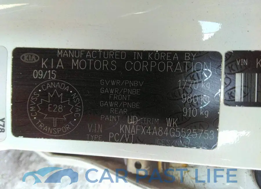 KNAFX4A84G5525753# 9