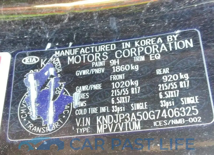 KNDJP3A50G7406325# 9