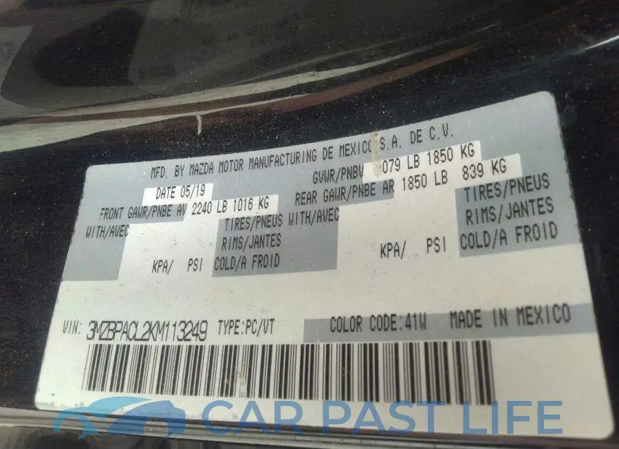 3MZBPACL2KM113249# 9