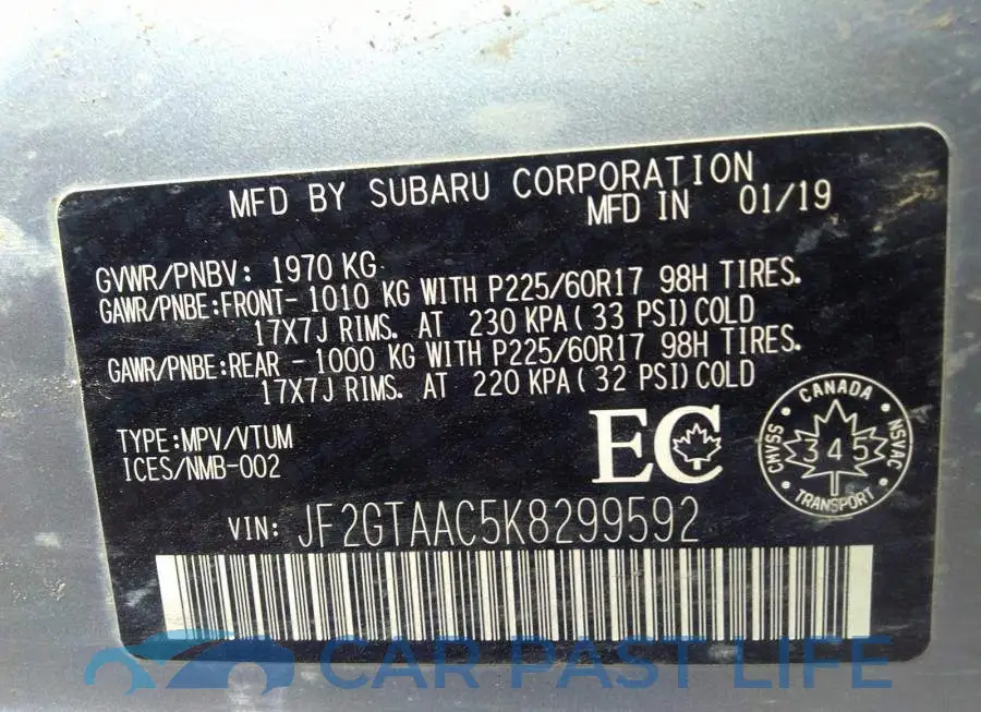 JF2GTAAC5K8299592# 9