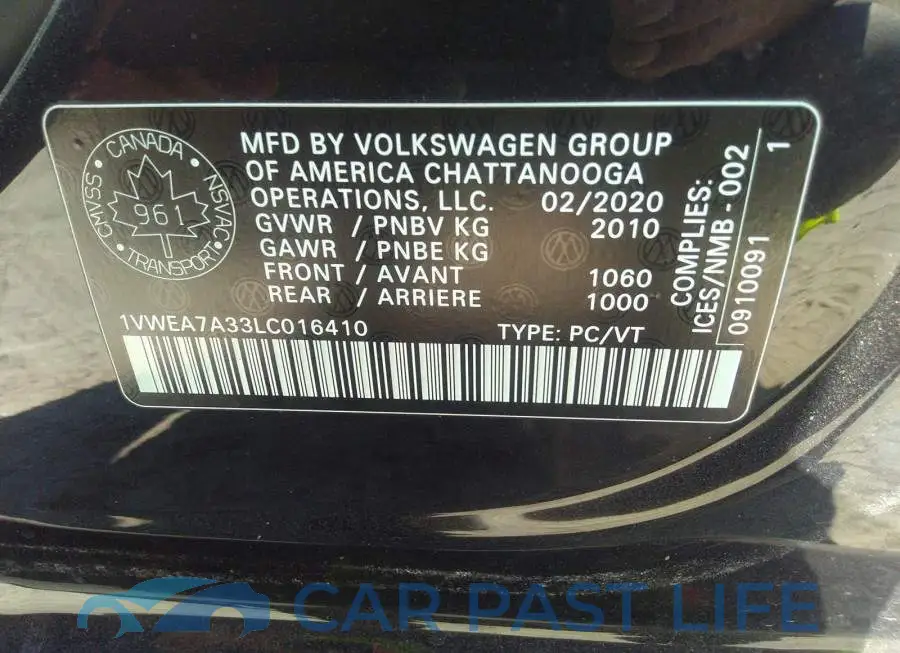 1VWEA7A33LC016410# 9