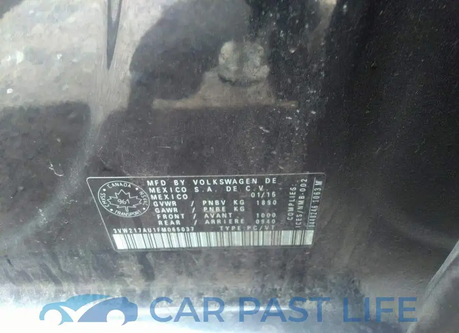 3VW217AU1FM065037# 9
