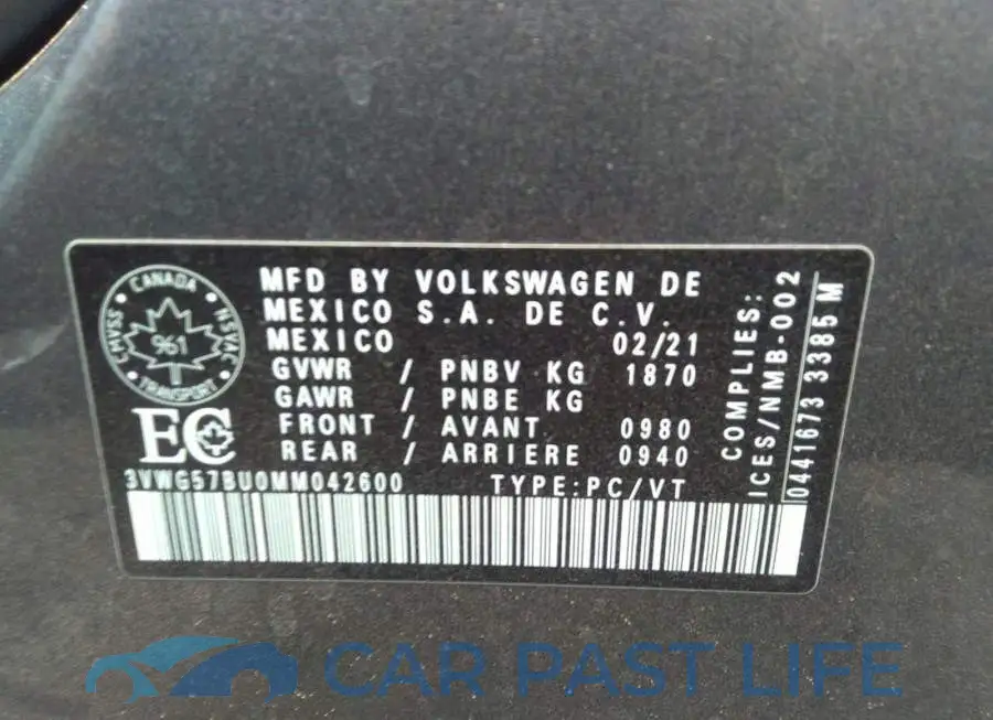 3VWG57BU0MM042600# 9