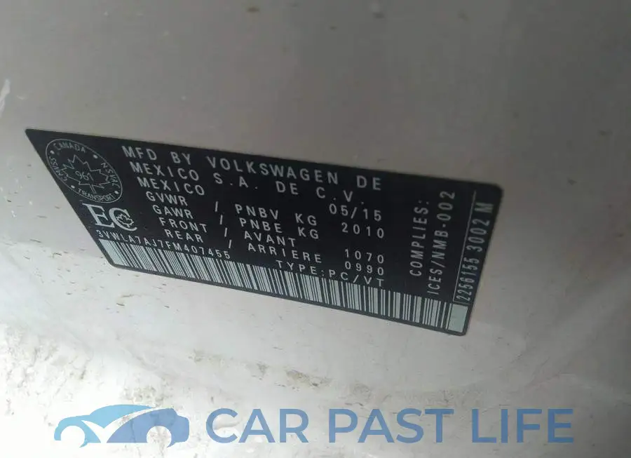 3VWLA7AJ7FM407455# 9