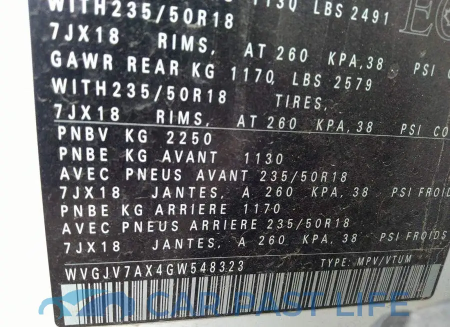 WVGJV7AX4GW548323# 9