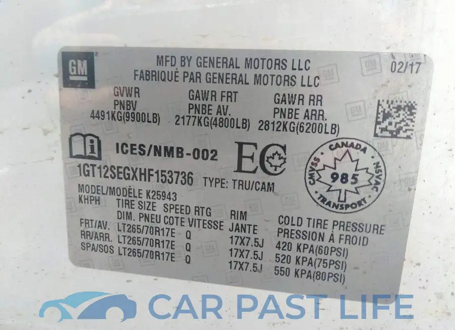 1GT12SEGXHF153736# 9