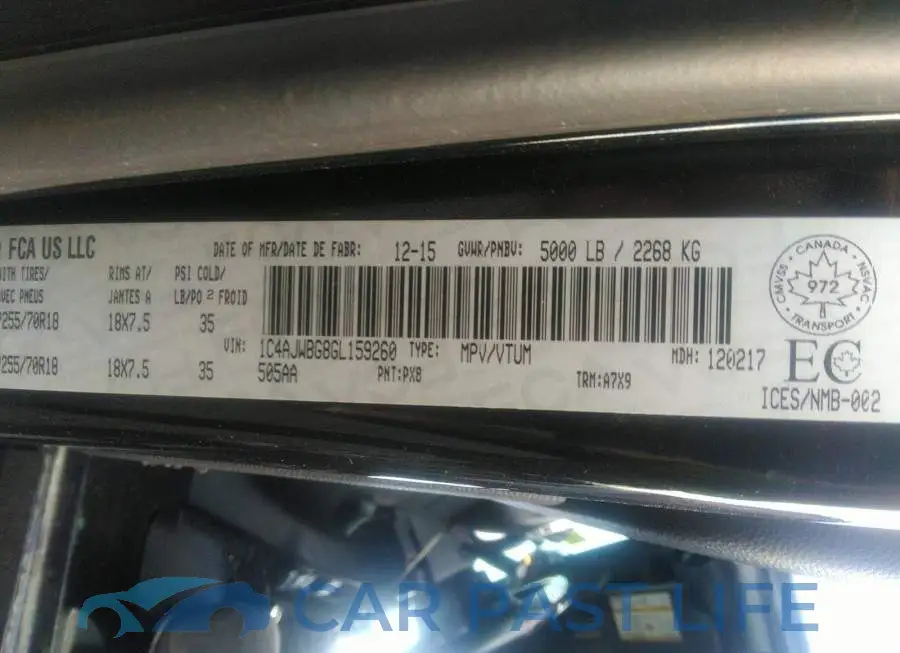 1C4AJWBG8GL159260# 9