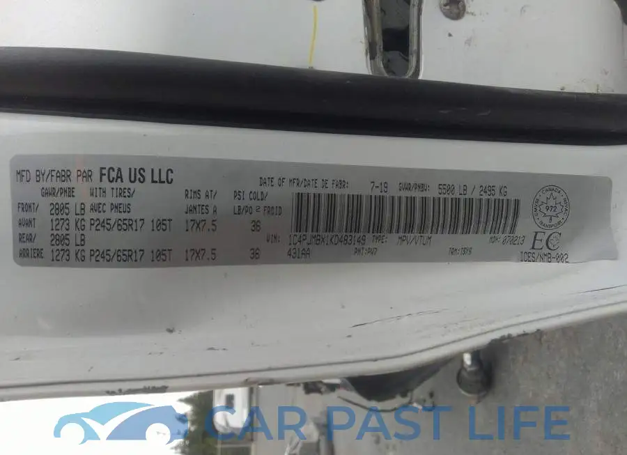 1C4PJMBX1KD483149# 9