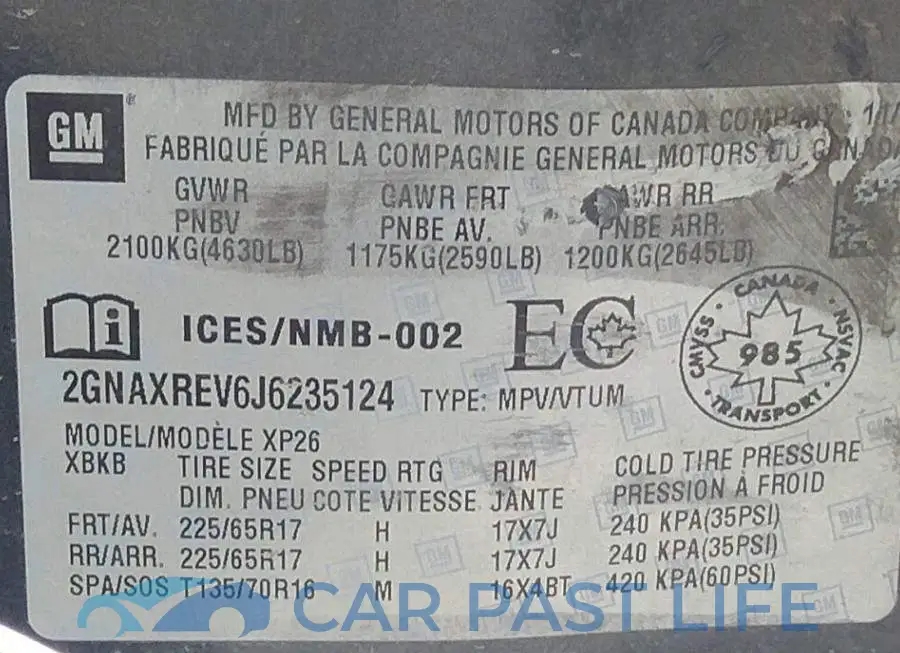 2GNAXREV6J6235124# 9