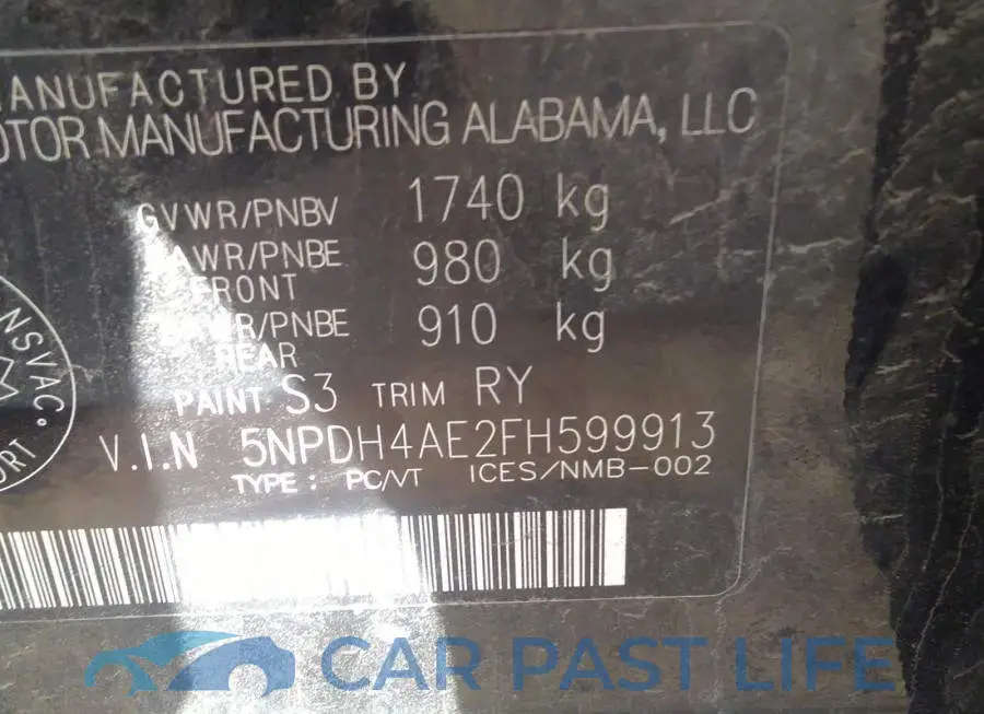 5NPDH4AE2FH599913# 9