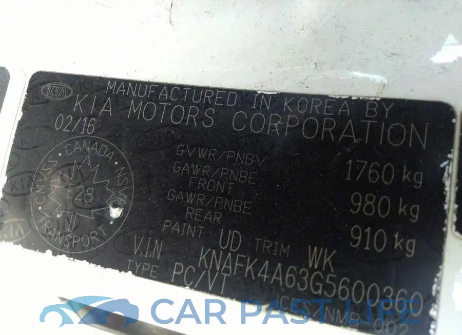 KNAFK4A63G5600360# 9