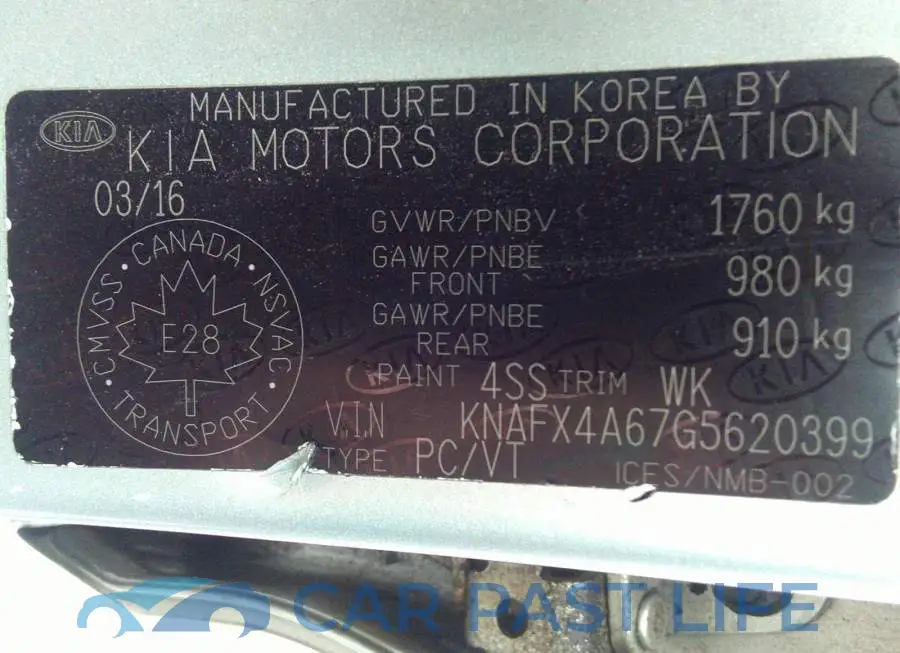 KNAFX4A67G5620399# 9