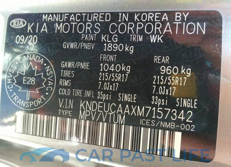 KNDEUCAAXM7157342# 9
