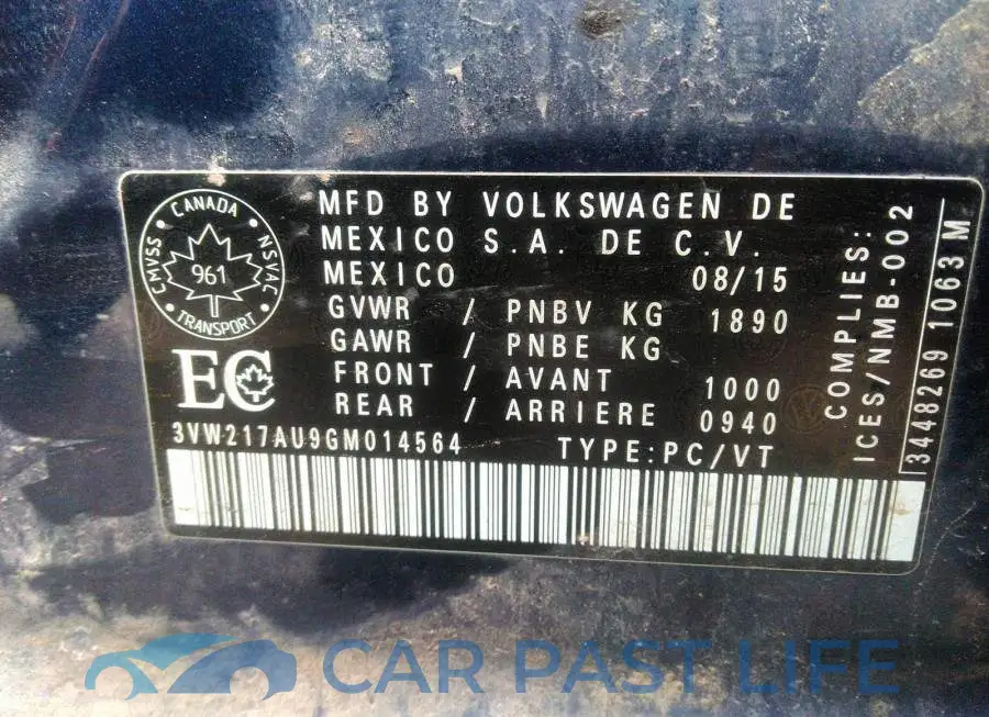 3VW217AU9GM014564# 9