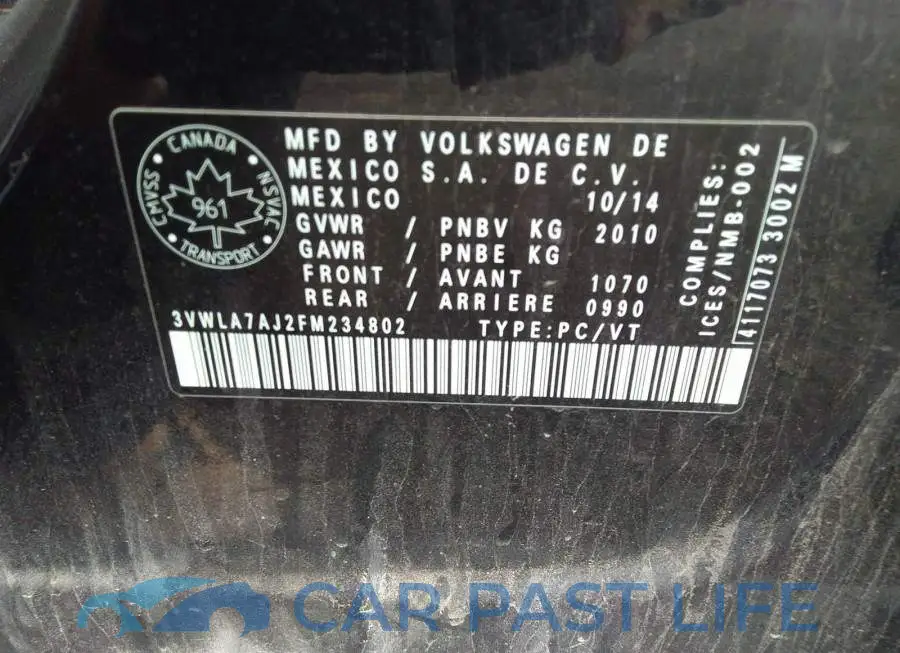 3VWLA7AJ2FM234802# 9