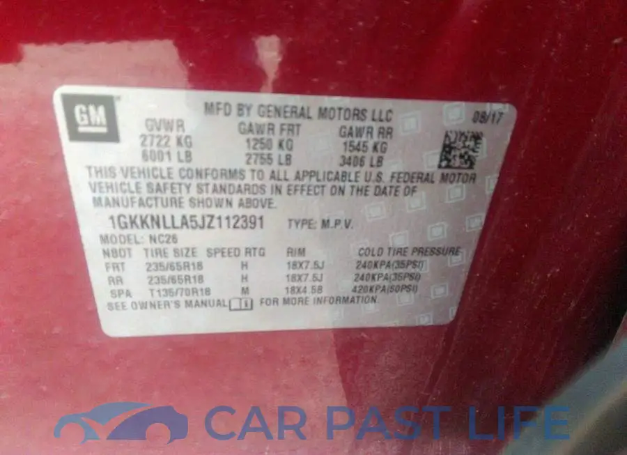 1GKKNLLA5JZ112391# 9
