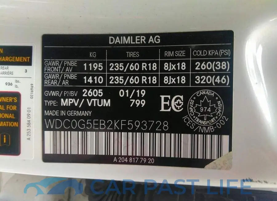 WDC0G5EB2KF593728# 9