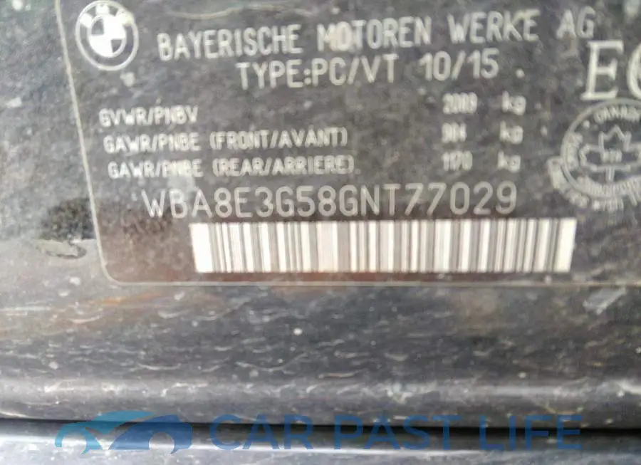 WBA8E3G58GNT77029# 9