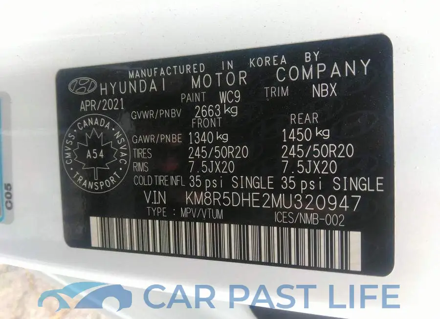 KM8R5DHE2MU320947# 9