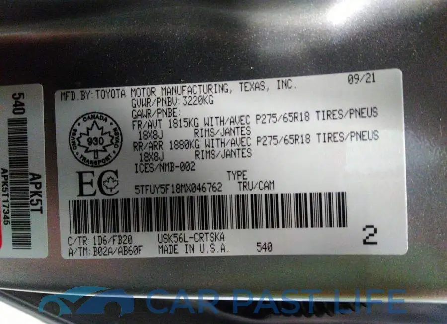 5TFUY5F18MX046762# 9