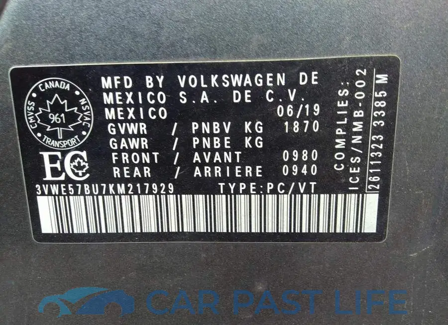 3VWE57BU7KM217929# 9