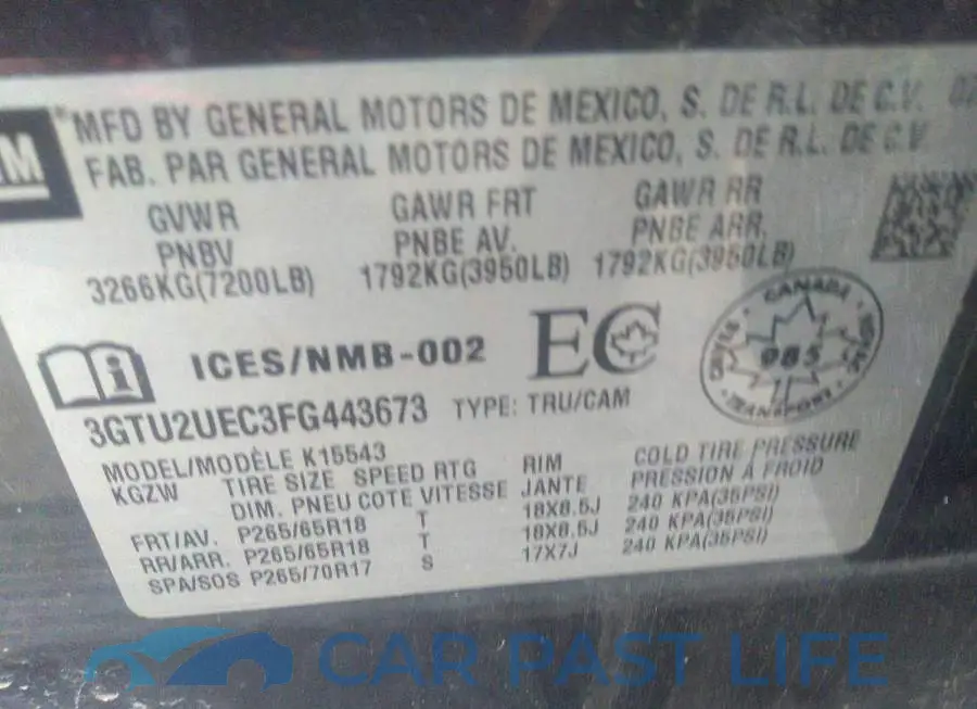3GTU2UEC3FG443673# 9