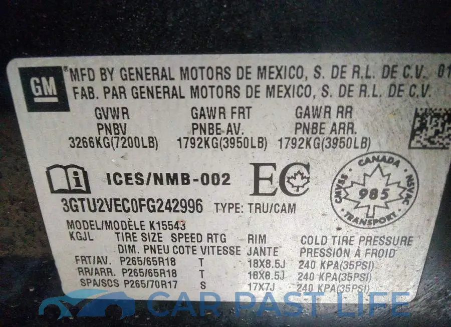 3GTU2VEC0FG242996# 9