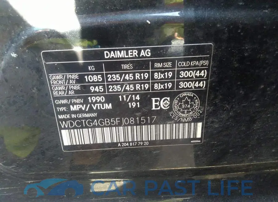 WDCTG4GB5FJ081517# 9
