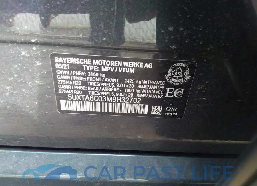 5UXTA6C03M9H32702# 9