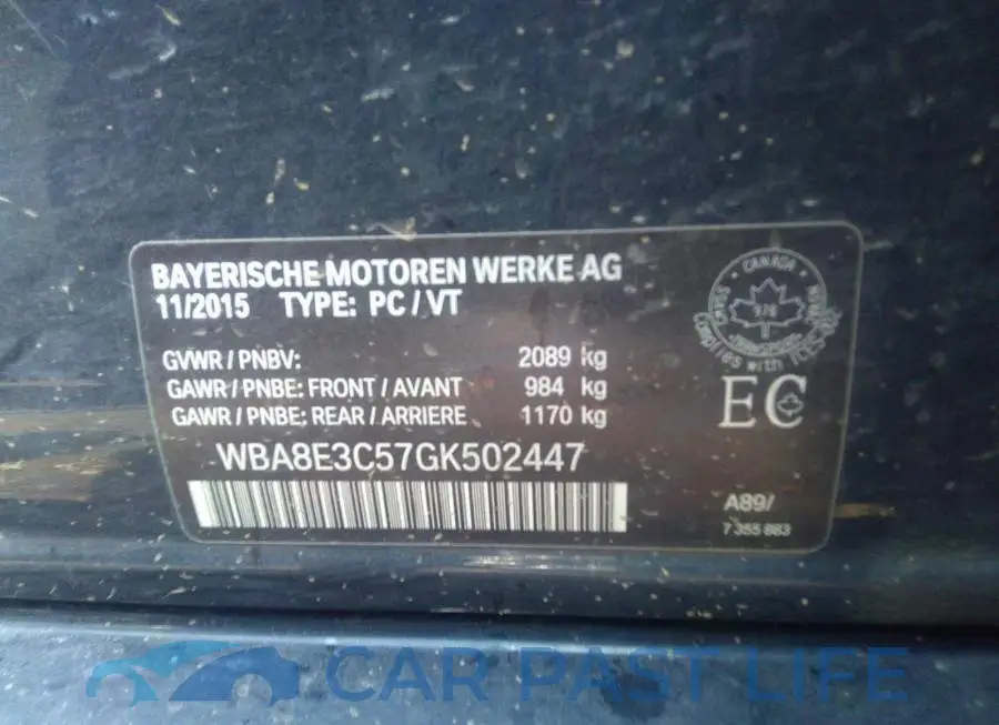 WBA8E3C57GK502447# 9