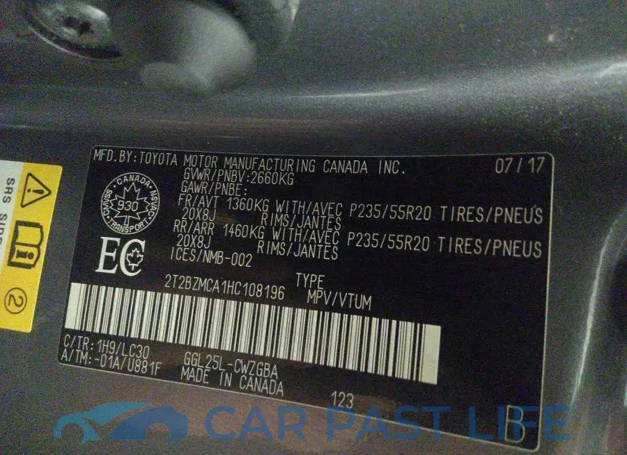 2T2BZMCA1HC108196# 9