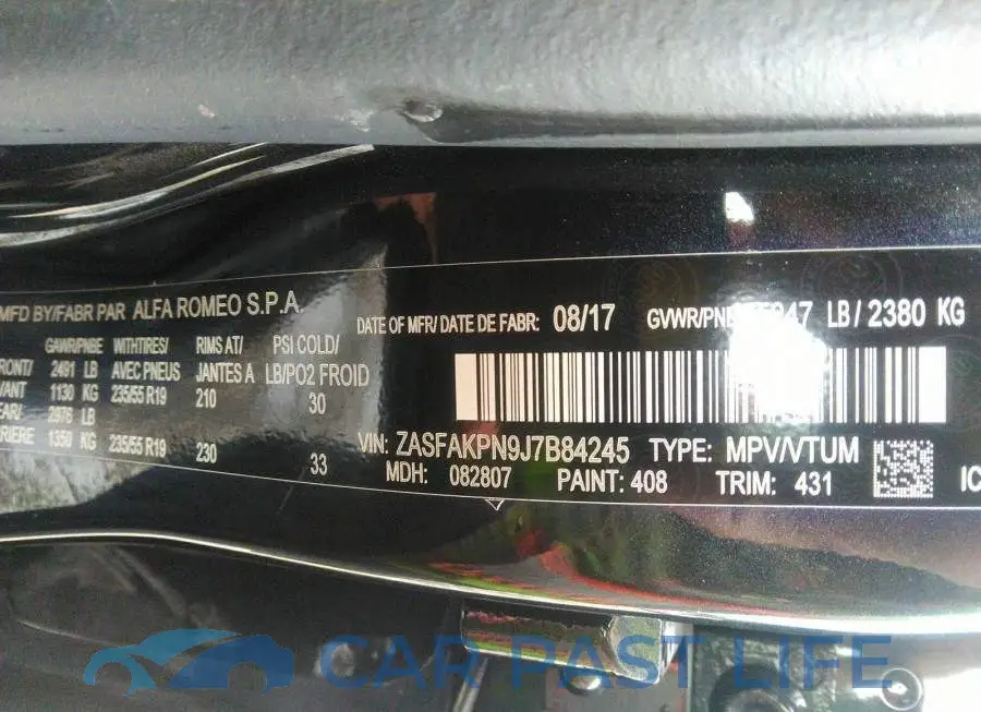 ZASFAKPN9J7B84245# 9