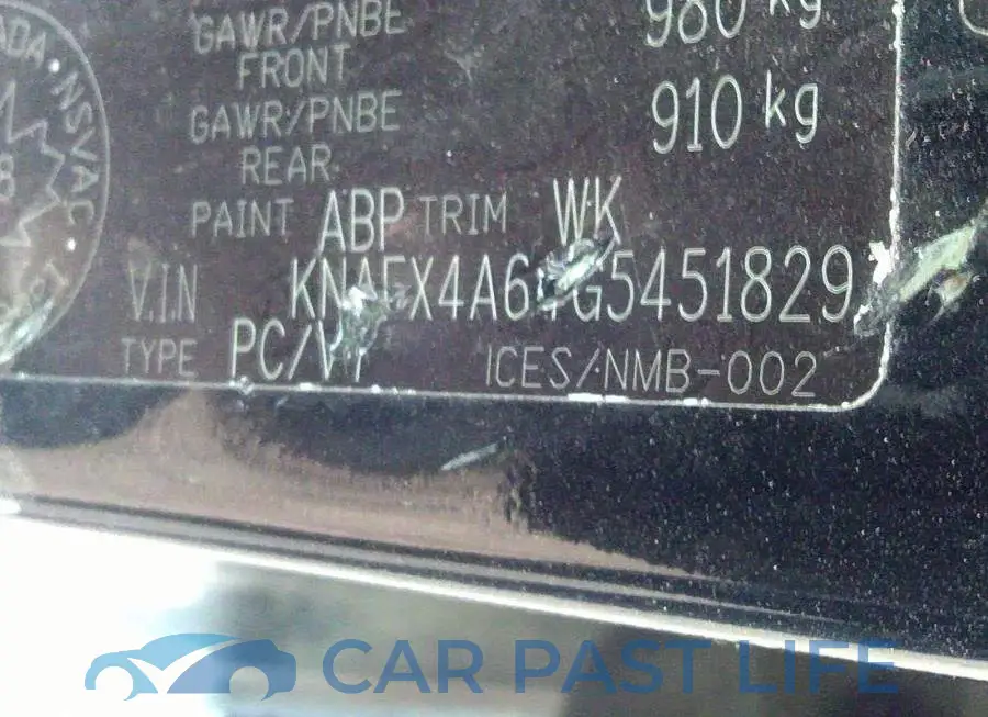 KNAFX4A64G5451829# 9